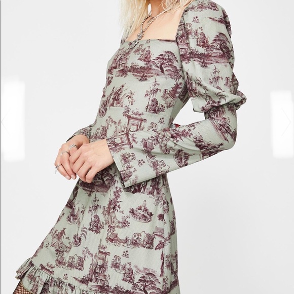 Wedgewood Print Puff Sleeve Dress - Picture 1 of 8